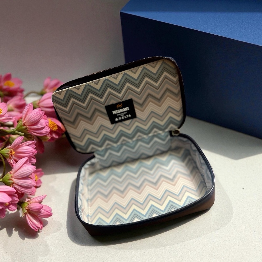 Missoni Chevron Pattern Blue Toiletry Bag / Travel Box NWOT - Picture 3 of 4